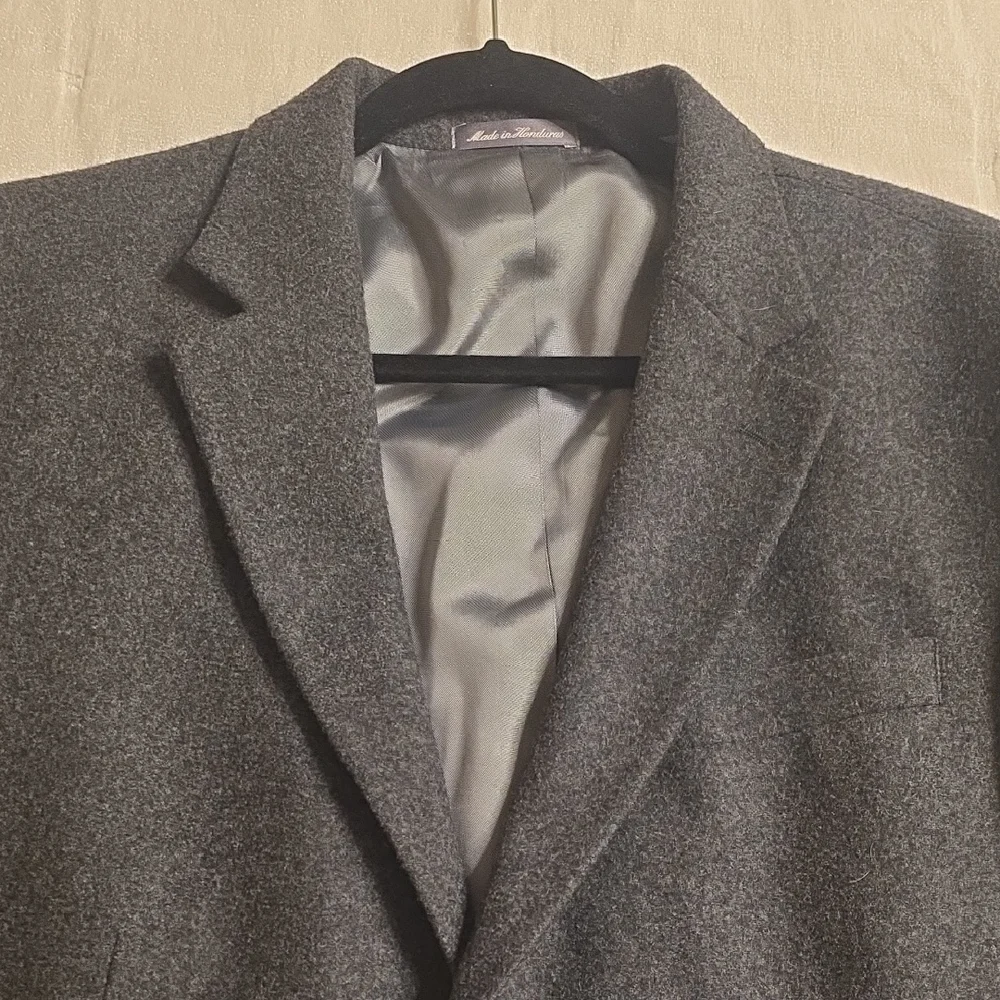 Oscar de la Renta Men's Gray Wool Blazer - Tailored Notch Lapel 44R